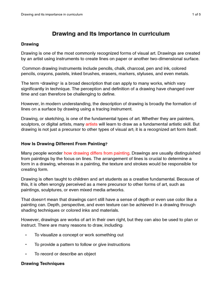 Drawing and Its Importance in Curriculum | PDF