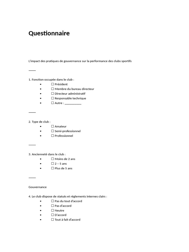 Questionnaire | PDF