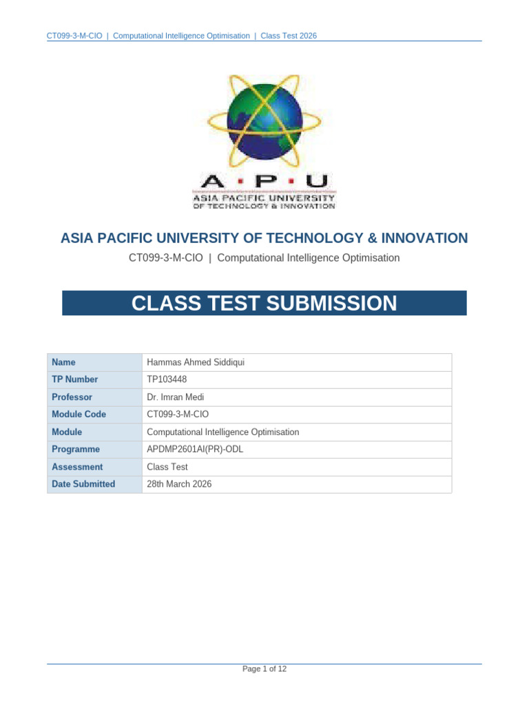 ClassTest Answers | PDF | Applied Mathematics