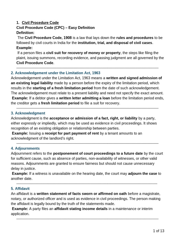 Civil Procedure Code | PDF | Lawsuit | Affidavit