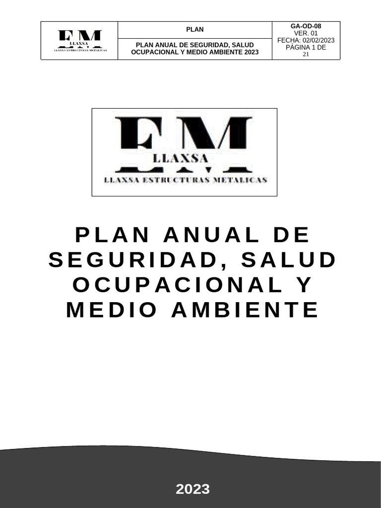 Ga-Od-08 Plan Anual Ssoma 2023 | PDF | Seguridad y salud ocupacional ...