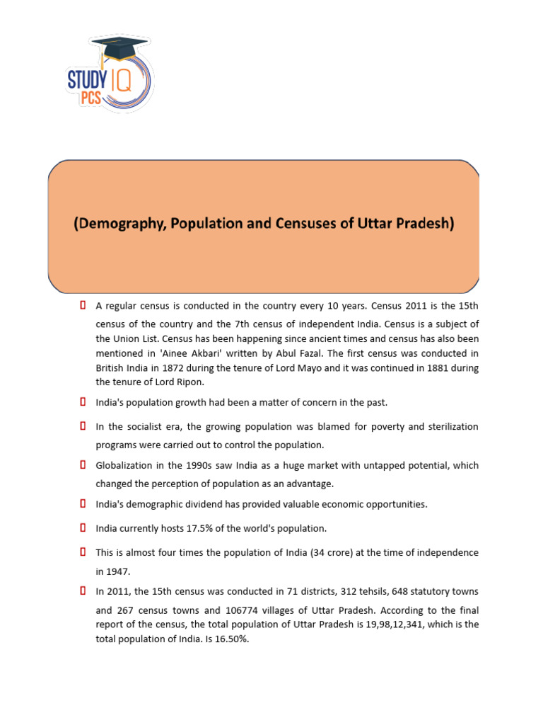 Demography, - Population - and - Censusesof Up | PDF | Infant Mortality ...