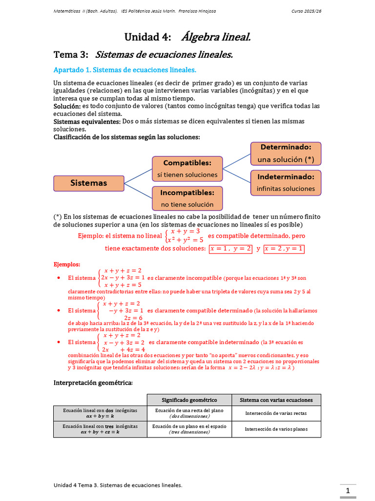 Contenidos U4 Tema3 | PDF | Ecuaciones | Sistema de ecuaciones lineales