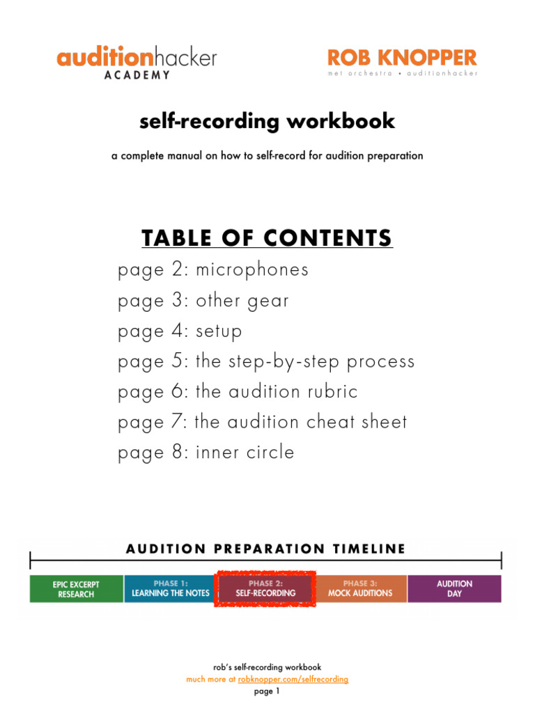 Audition Self Recording Workbook | PDF