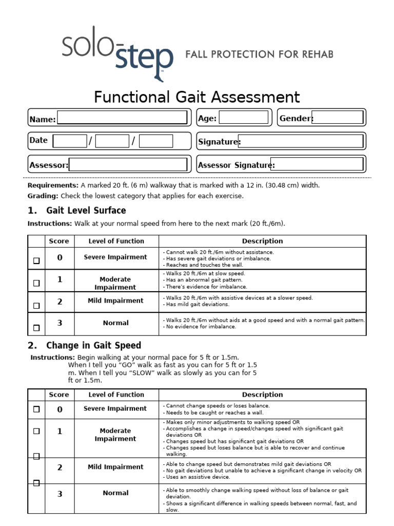 Functional Gait Assessment Solo Step 2(2) | PDF