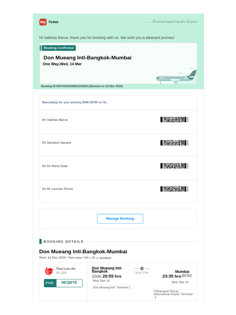 Flight DMK To Bom | PDF