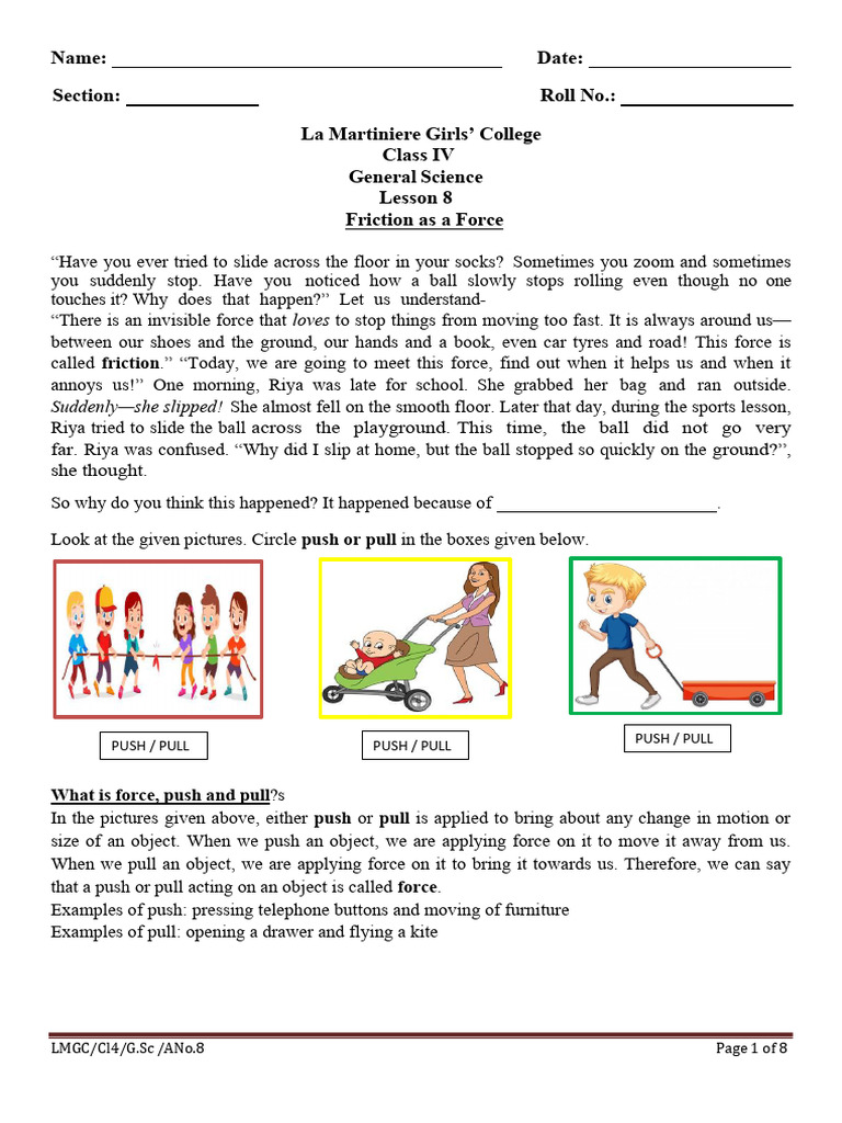 Lesson 8 - Friction As A Force | PDF | Friction | Force