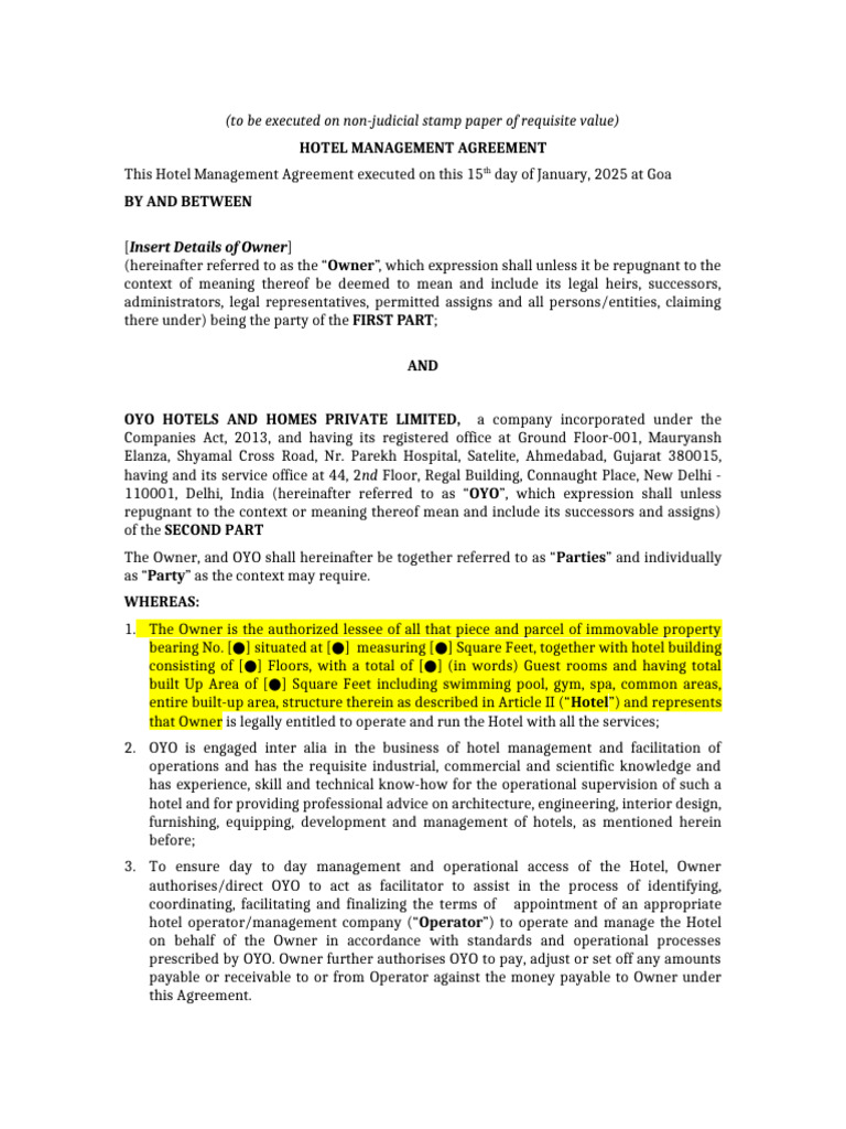 Management Contract Sample Draft | PDF | Expense | Insurance