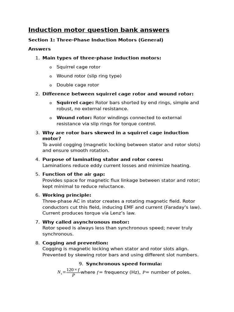 3-Induction Motor Ans | PDF | Electric Motor | Manufactured Goods
