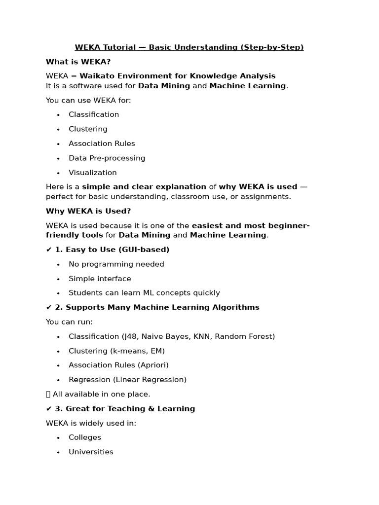 WEKA Tutorial | PDF