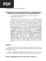 MANIFESTAÇÃO AO ARTIGO DO PSI JORNAL DO CRPSP abr