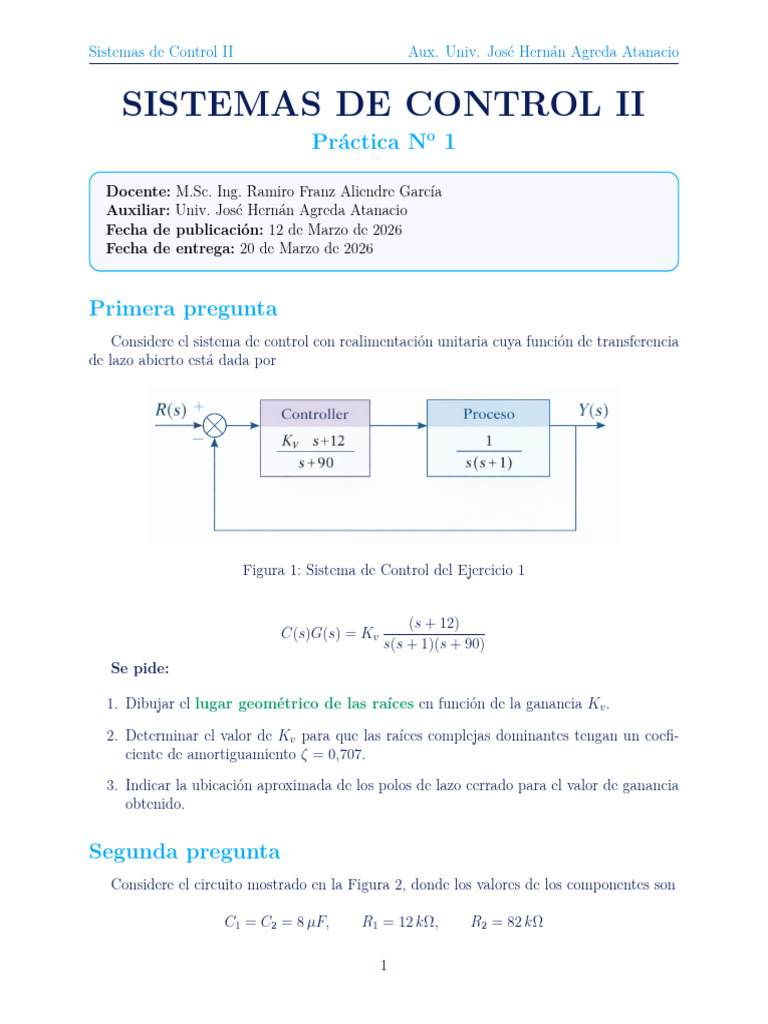 Practica Nro 1 Sistemas de Control II | PDF | Sistema de control ...