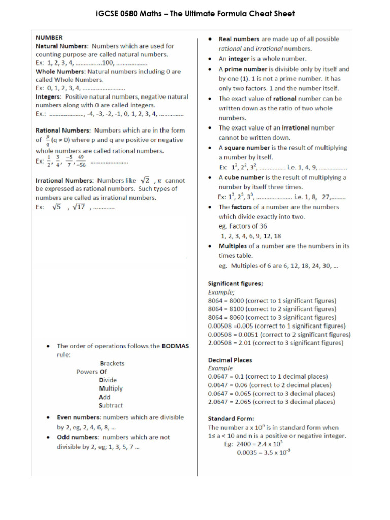 iGCSE 0580 CONTENTS | PDF
