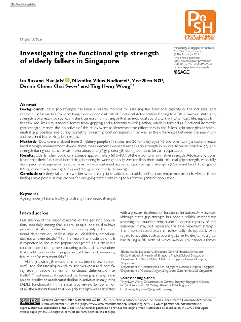 ProceedingsSinghealth Investigating Functional Grip Strength Ita 2019 | PDF