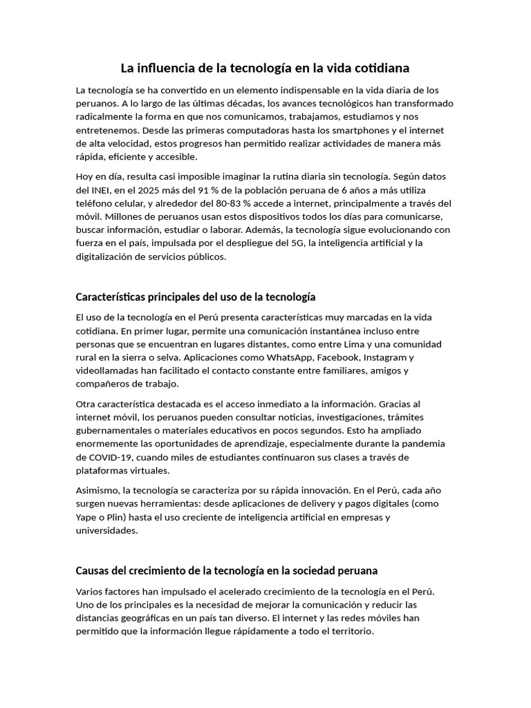 La Influencia de La Tecnología en La Vida Cotidiana-1 | PDF