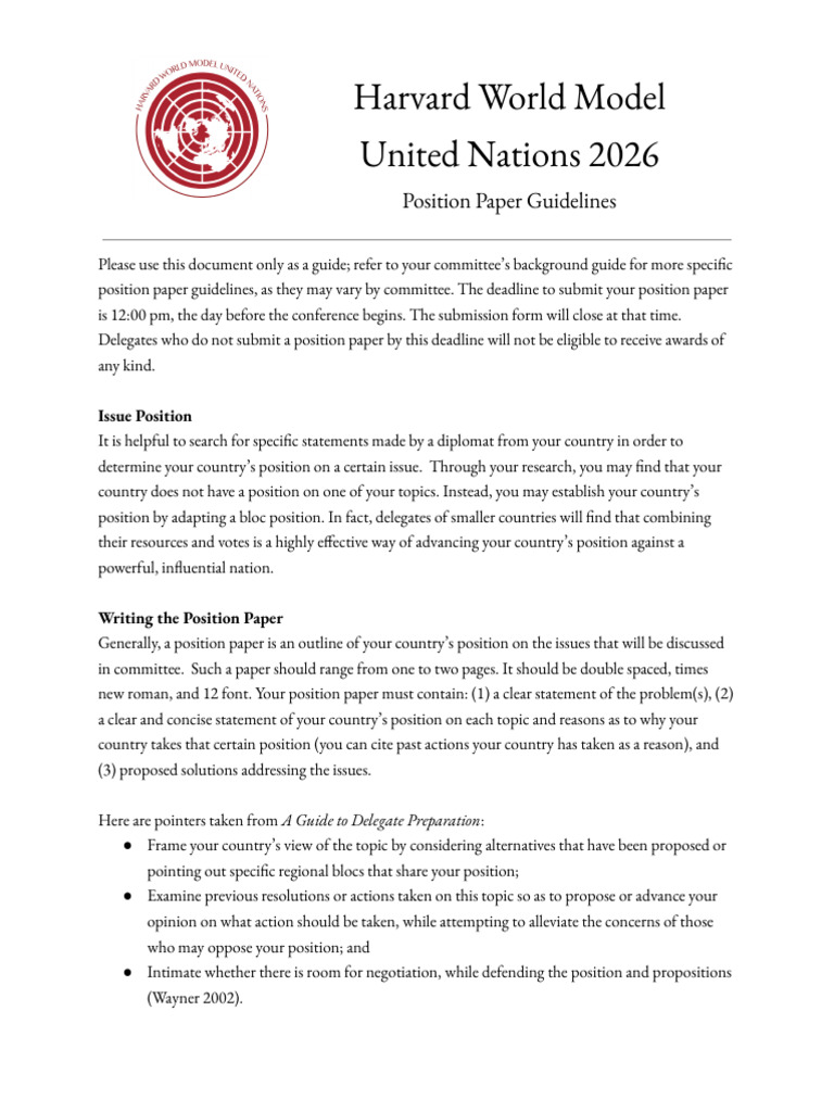 2026 Position Paper Guidelines | PDF