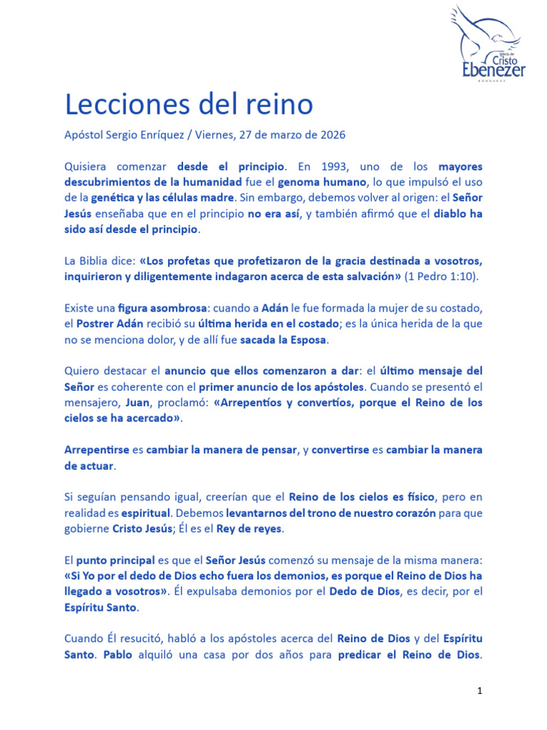 Lecciones del Reino | PDF | Cristo (título) | Creencia religiosa y doctrina