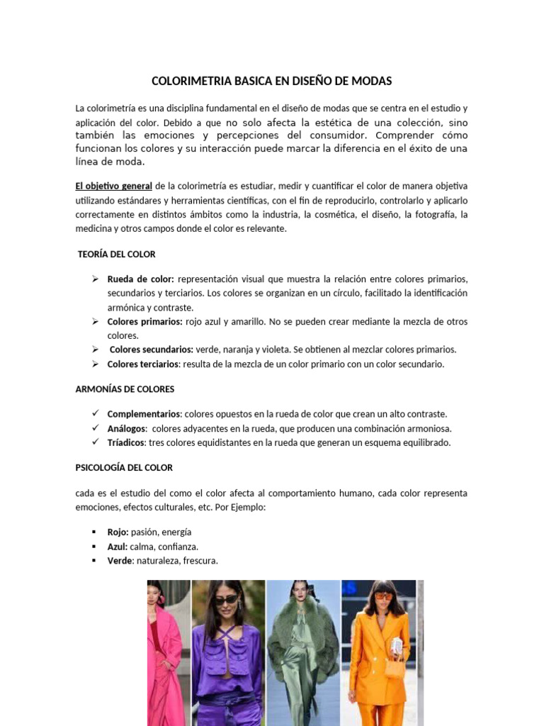 Colorimetría Básica en Diseño de Moda | PDF | Color | Visión