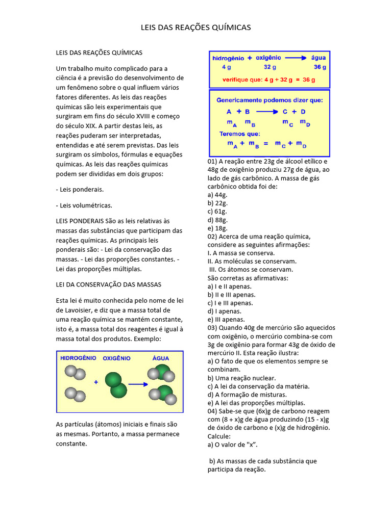 Leis Das Reações Químicas | PDF