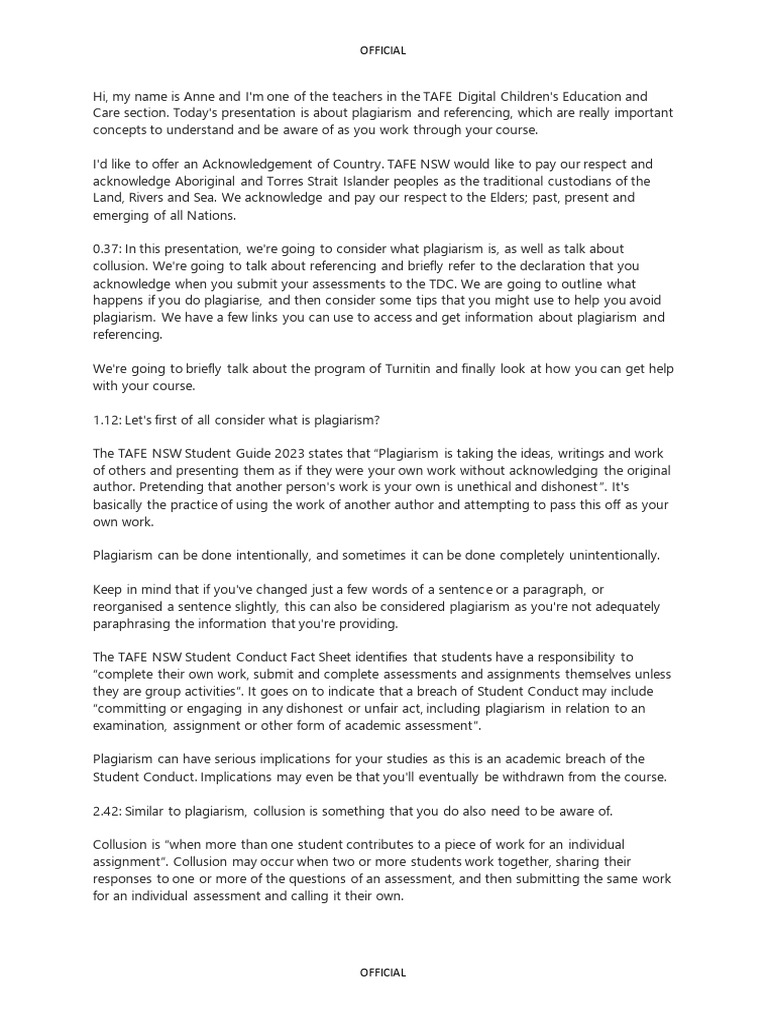 Plagiarism Presentation Transcript | PDF