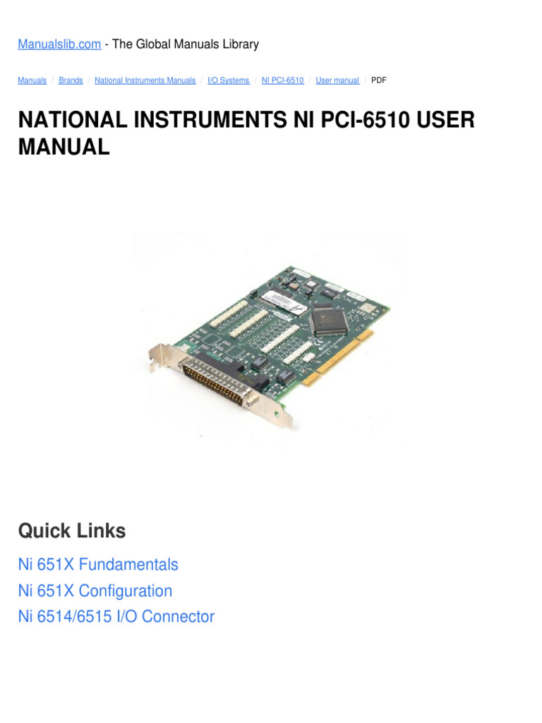 NATIONAL INSTRUMENTS NI PCI-6510 USER MANUAL | PDF | Data Acquisition ...