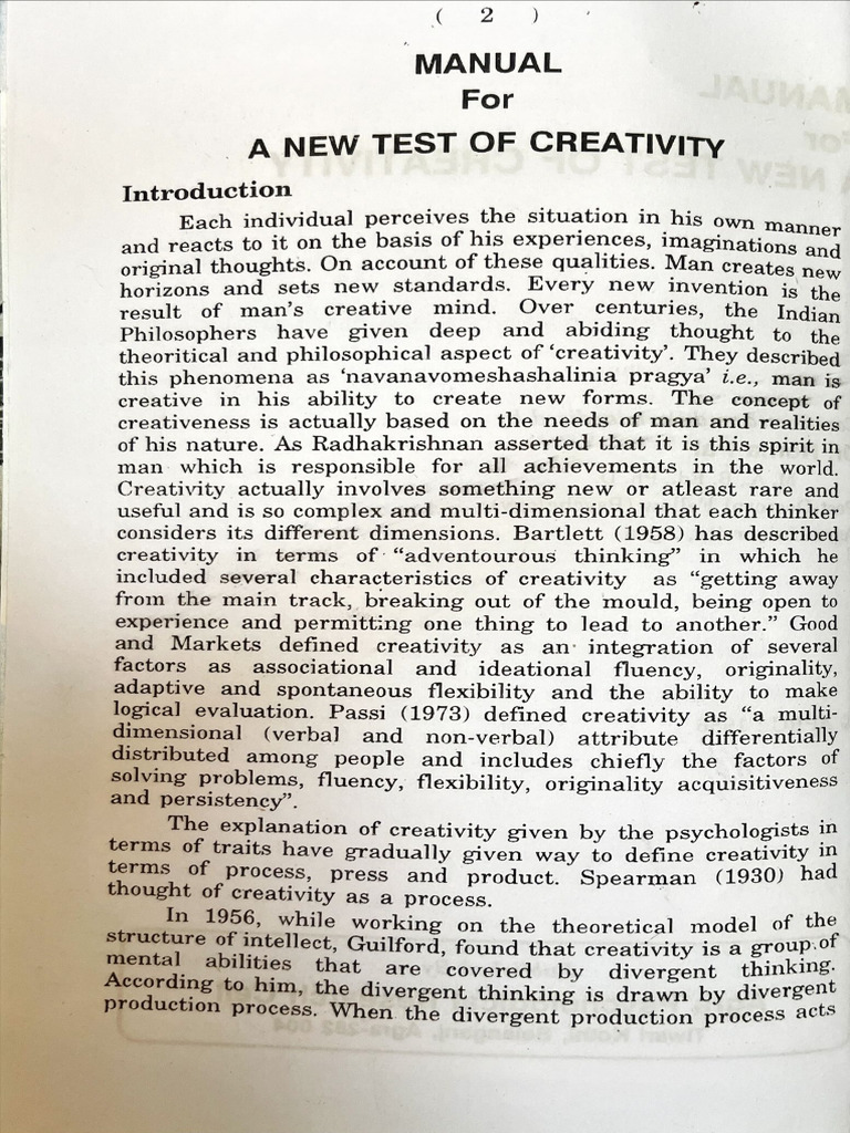 Creativity Test Manual | PDF