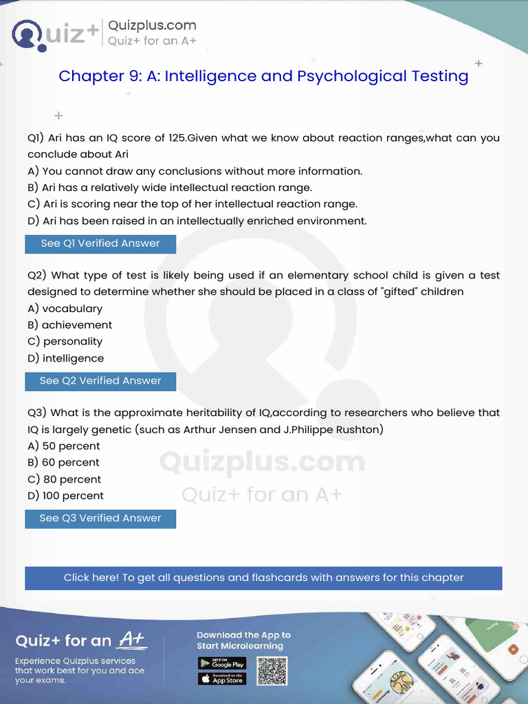 Ari Has an Iq Score of 125Given What We Know About Reaction Rangeswhat ...
