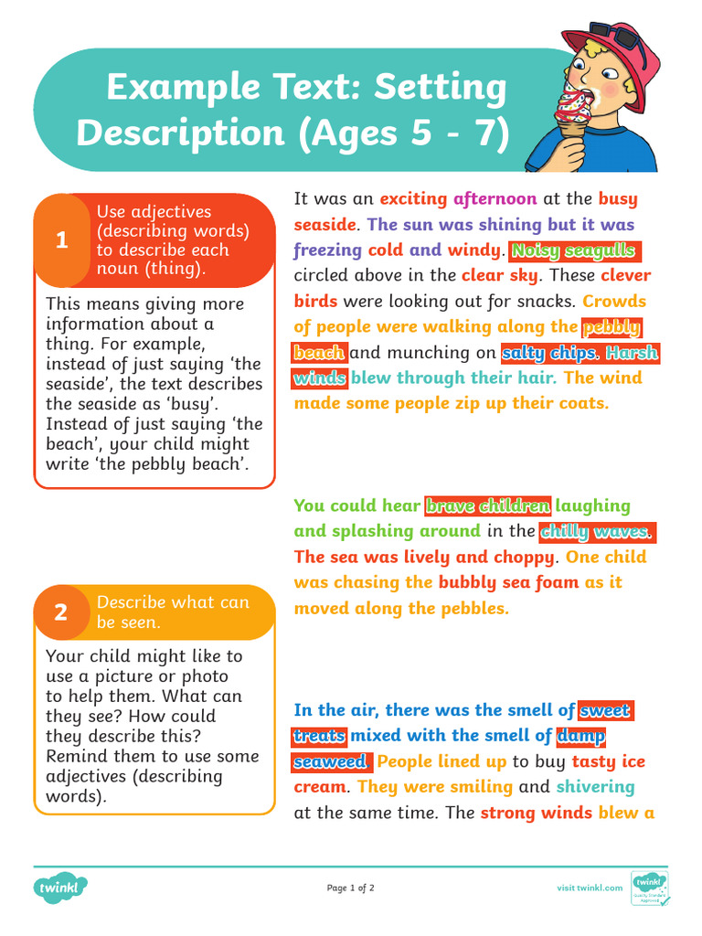 Example Text Setting Description (Ages 5 - 7) | PDF