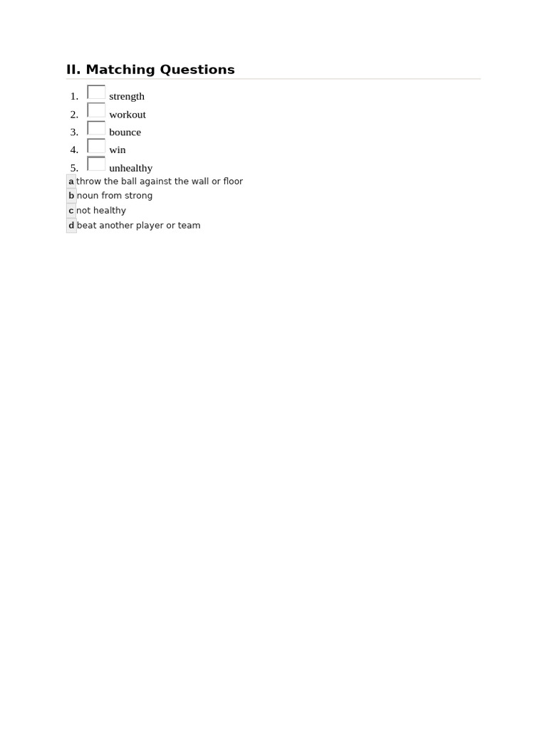 Matching Questions | PDF