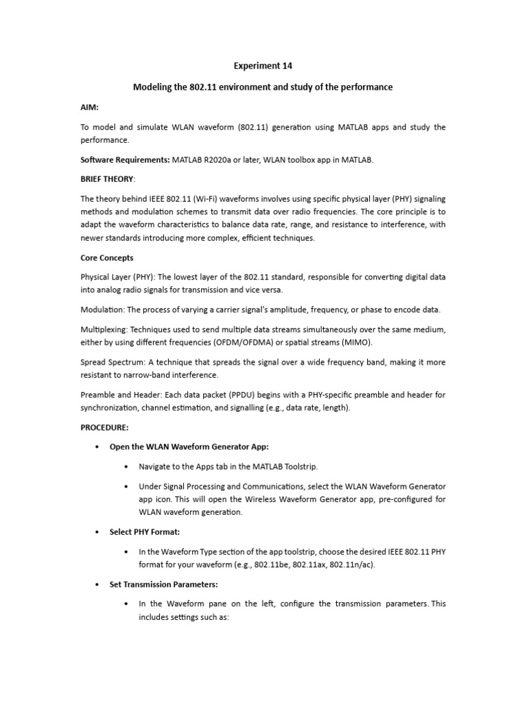 Acs Manual Exp 9 & 14 (2) | PDF | Ieee 802.11 | Wireless