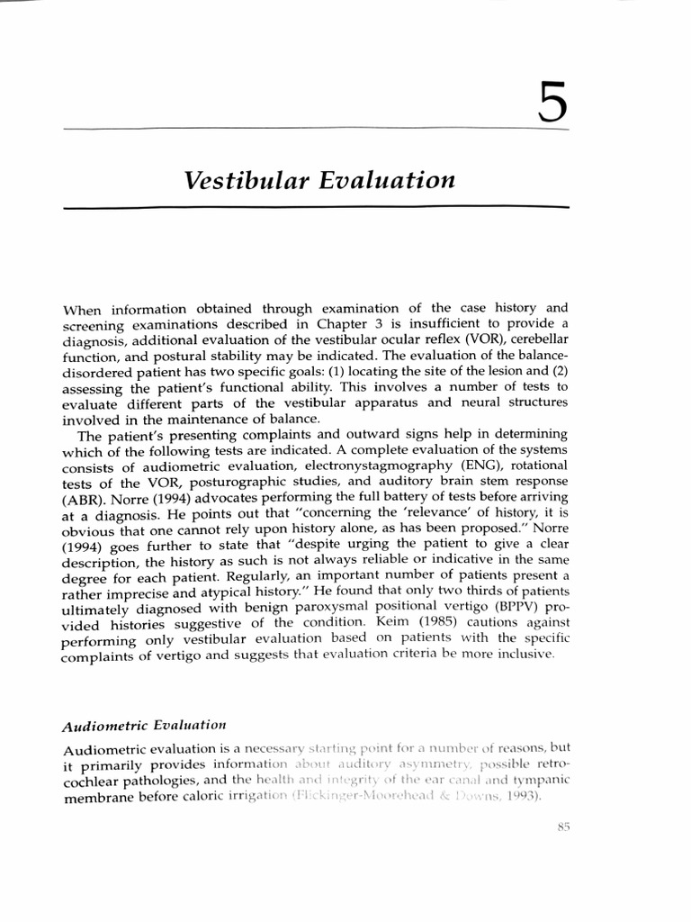 Vestibular Evaluation | PDF