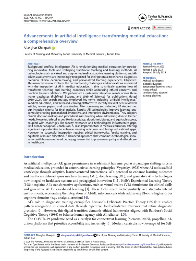 Advancements in Artificial Intelligence Transforming Medical Education ...