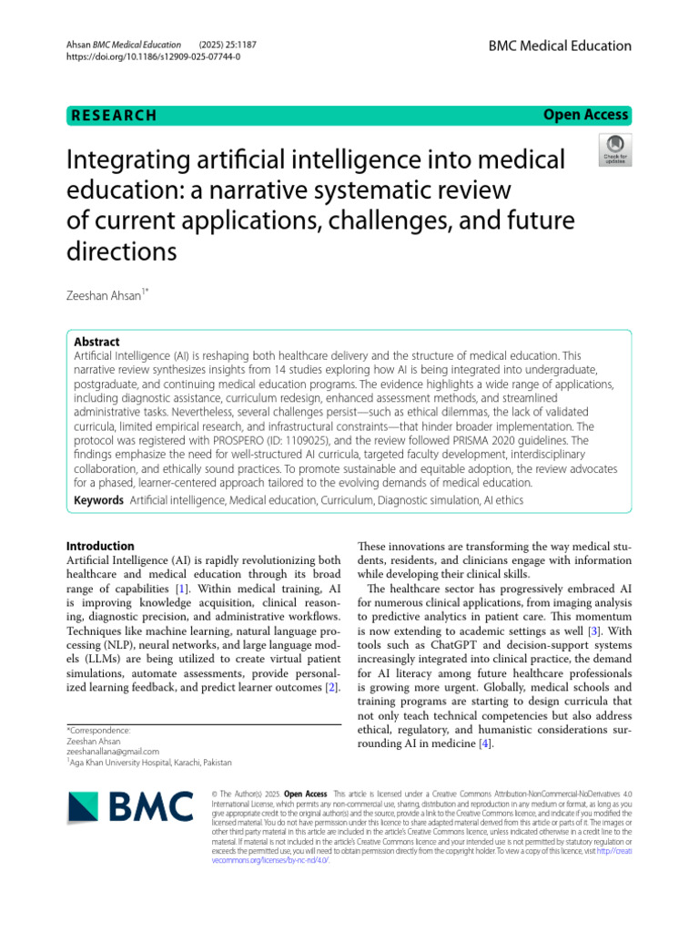 Integrating Artificial Intelligence Into Medical | PDF | Systematic ...
