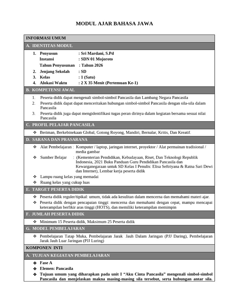 Modul Ajar Pendidikan Pancasila | PDF