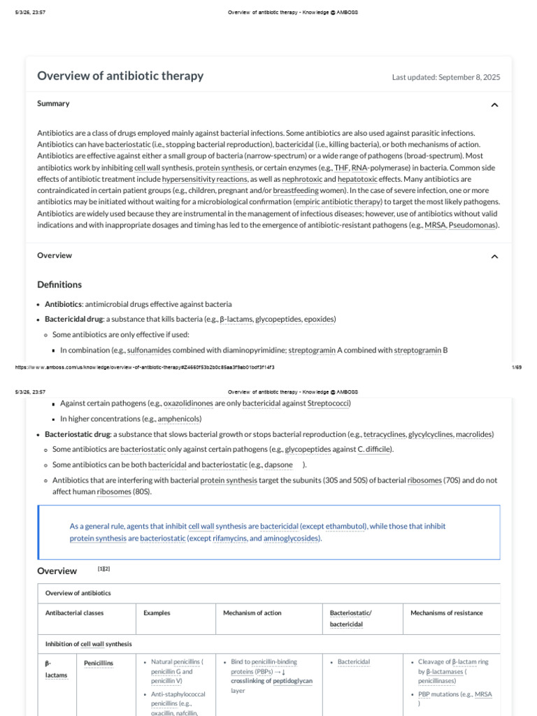 Overview of Antibiotic Therapy - Knowledge at AMBOSS | PDF