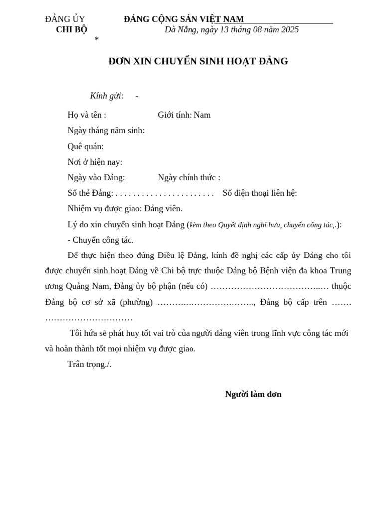 CBSV - Mau Don Chuyen SHD | PDF