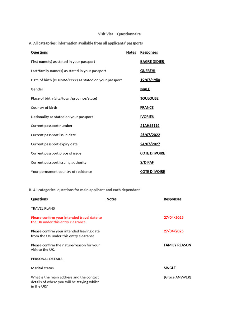 Visit Questionnaire ANSWER | PDF | Crimes | Crime & Violence