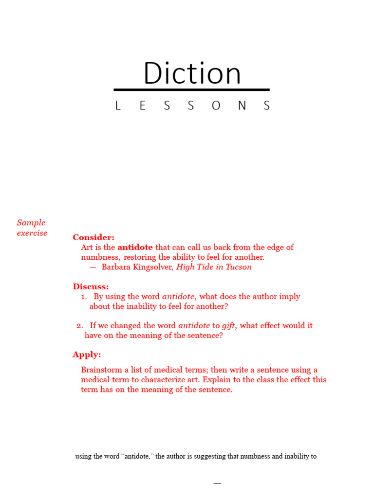 Diction Exercises | PDF | Verb