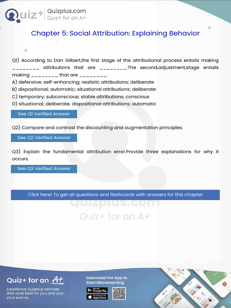 According To Dan Gilbertthe First Stage of The Attributional Process ...