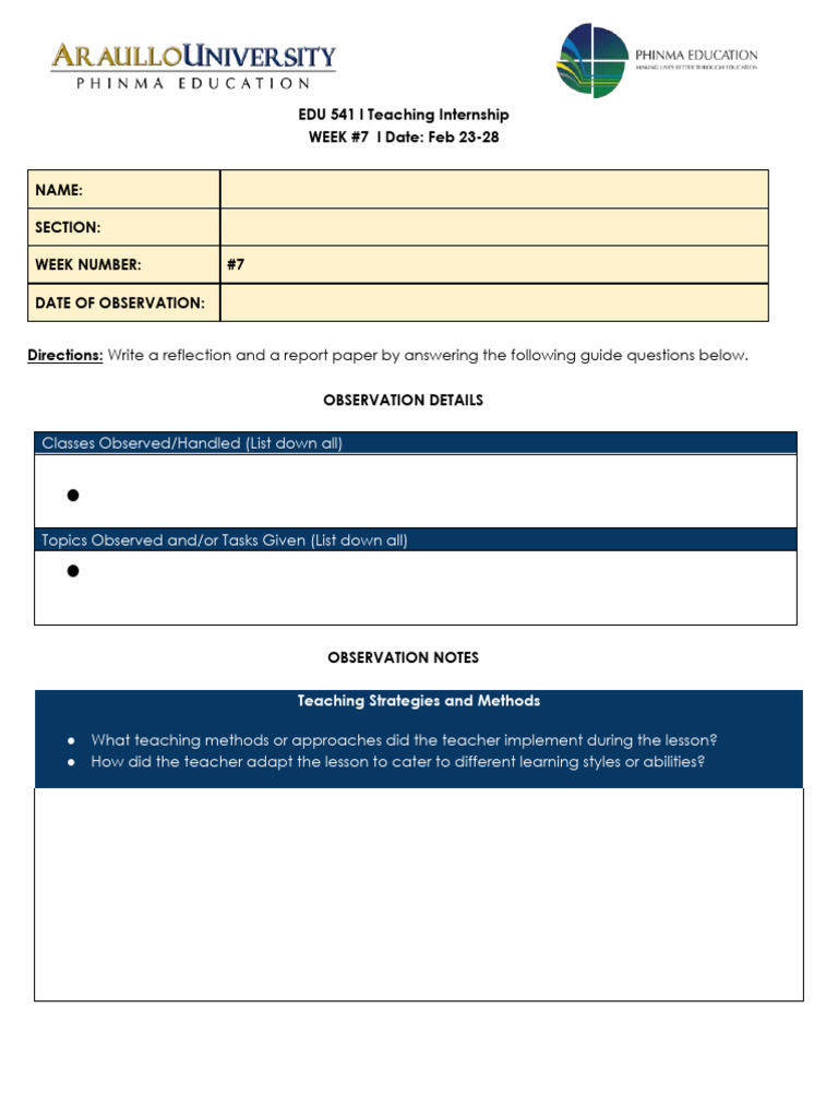Edu 541 L Weekly Journal Template | PDF