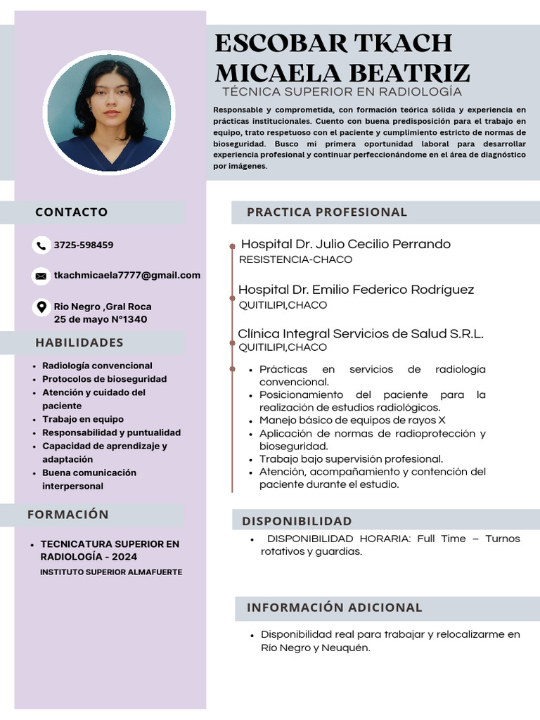 Mica Rio Negro Cv | PDF | Radiología | Medicina