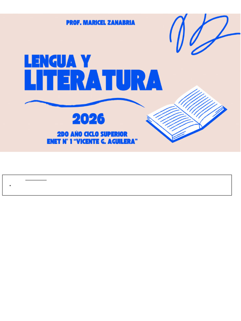 Cuadernillo Lengua y Literatura 2026 | PDF