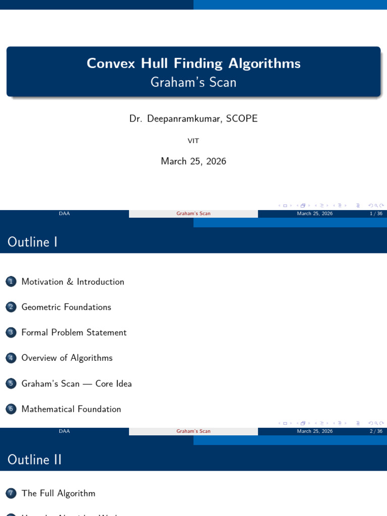 Convex Hull Finding Algorithms - Graham's Scan | PDF | Time Complexity ...