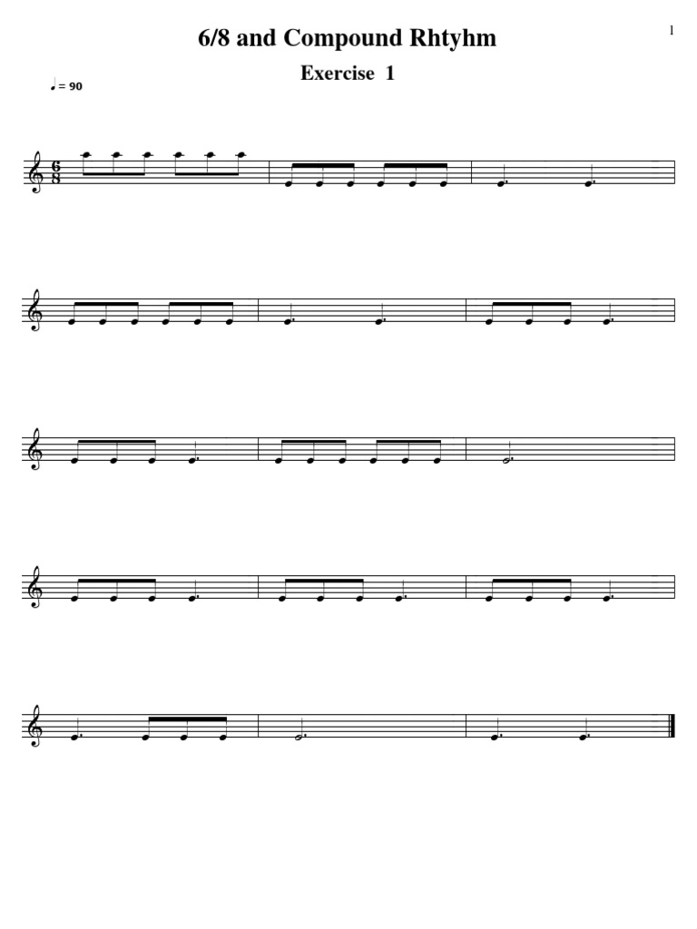 6 - 8 and Compound Rhythm Ex 1 | PDF