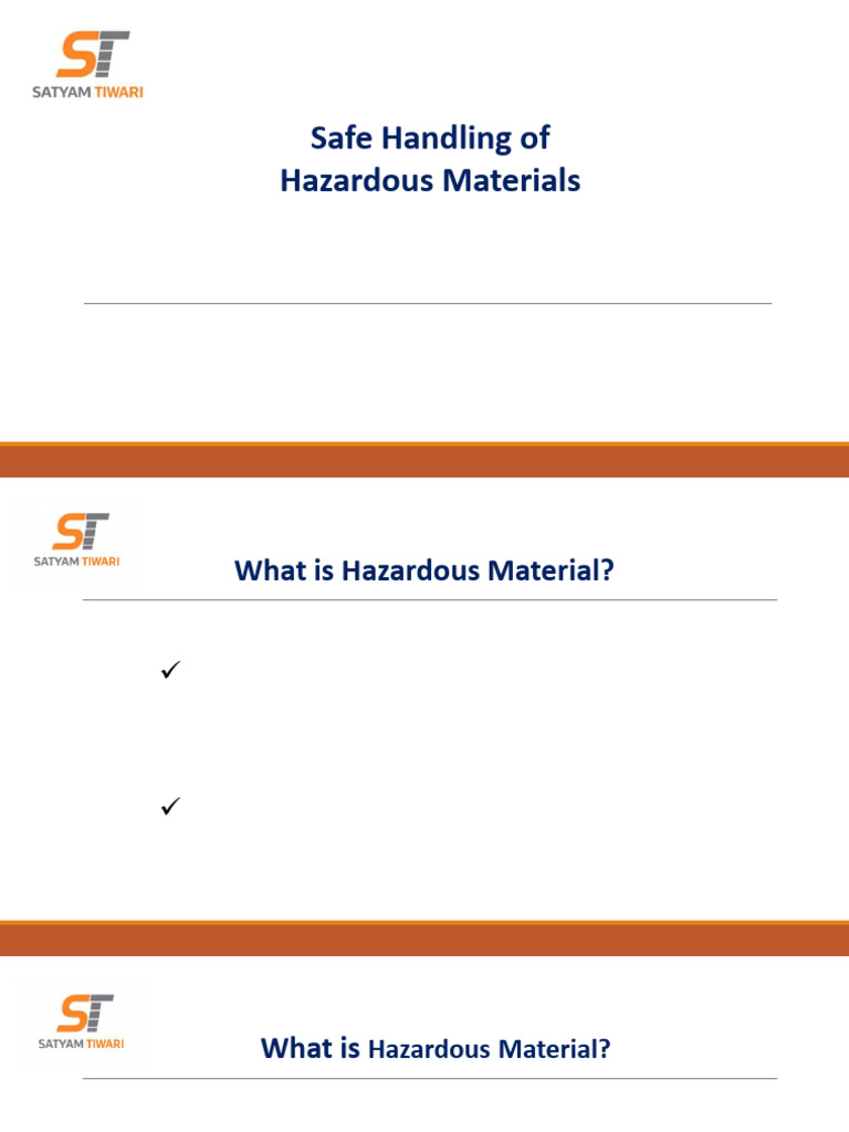 Safe Handling of Hazardouus Material | PDF | Dangerous Goods | Hazards