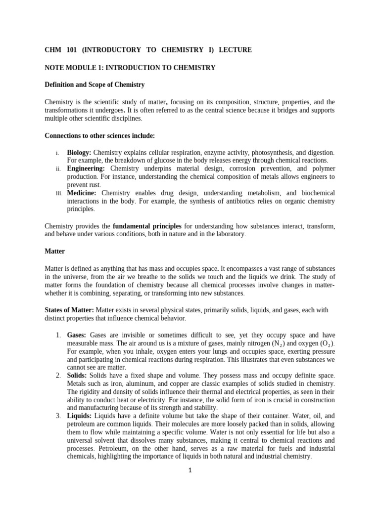 CHM 101 | PDF | Chemical Compounds | Chemical Bond