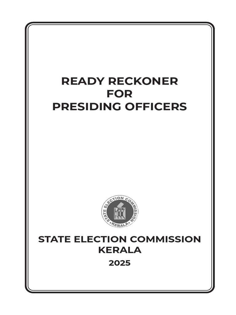 Ready Reckoner FOR Presiding Officers: State Election Commission Kerala ...