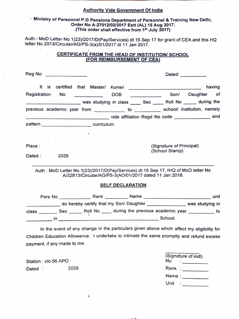 CEA Form | PDF