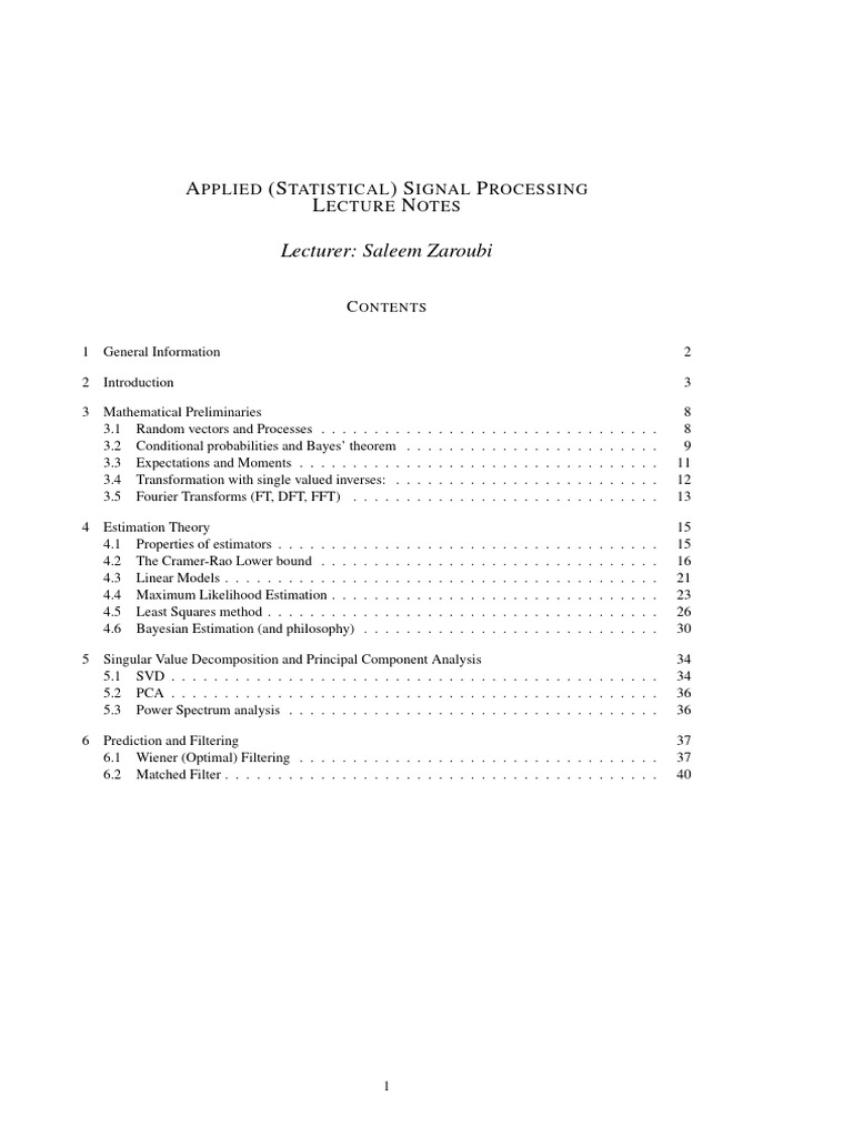 SSP Lecture Notes | PDF | Estimator | Bias Of An Estimator
