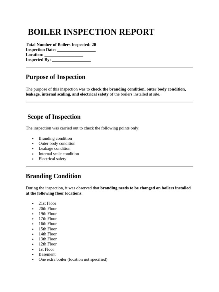 Boiler Inspection Report | PDF